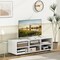 Modern White TV Console with 3 Adjustable Shelves and Cable Management MDF Media Storage